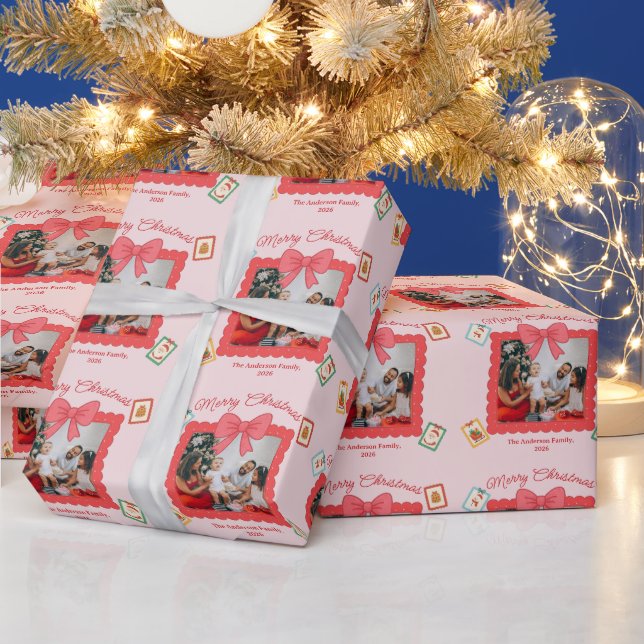 Papier Cadeau Personalized Cute Christmas Photo Collage  (Vacances)