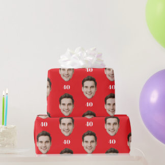 Papier Cadeau Personalized Face 10th 20th 30th 40 Birthday Party