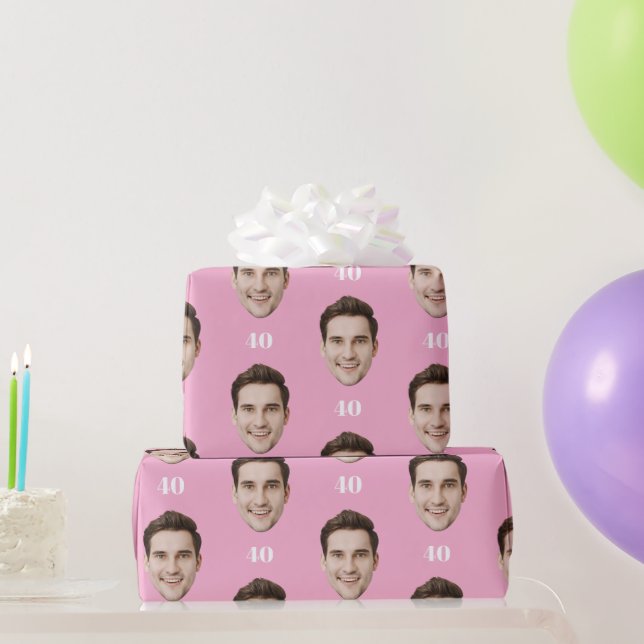 Papier Cadeau Personalized Face 10th 20th 30th 40 Birthday Party (Cadeaux de fête)