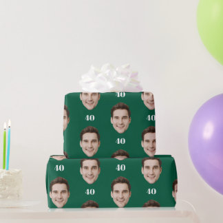 Papier Cadeau Personalized Face 10th 20th 30th 40 Birthday Party