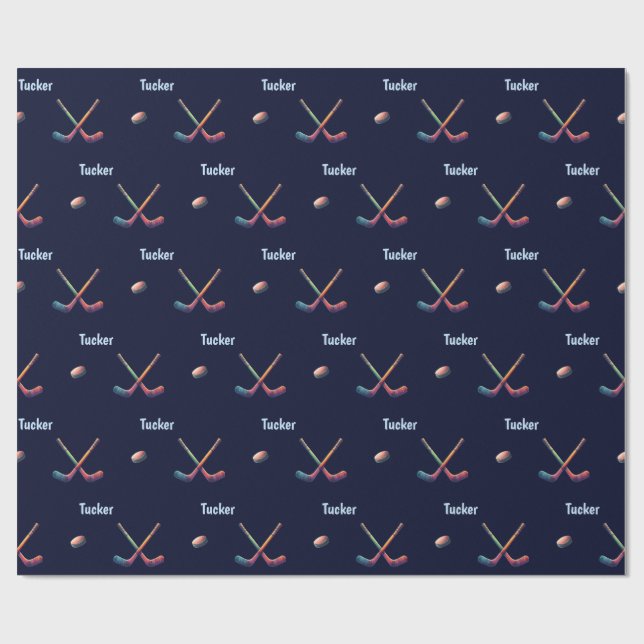 Papier Cadeau Personalized Hockey Wrapping Paper  (Plat)