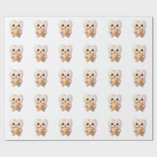 Papier Cadeau Personnage Kawaii amateur de café et de soins dent