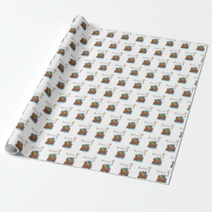Papier Cadeau Personnalisable, baptême de bébé garçon Arche de N