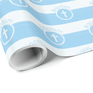 Papier Cadeau Personnalisable, Enfant de Dieu garçon bleu Baptêm