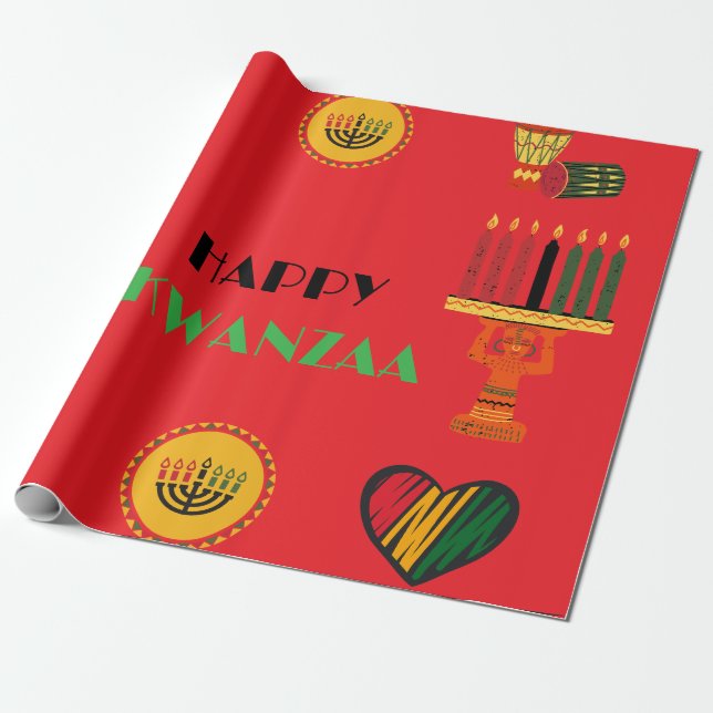 Papier Cadeau Personnalisable Happy Kwanzaa (Déroulé)