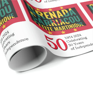 Papier Cadeau Personnalisé 2024 GRENADA 50e Anniversaire Indépen