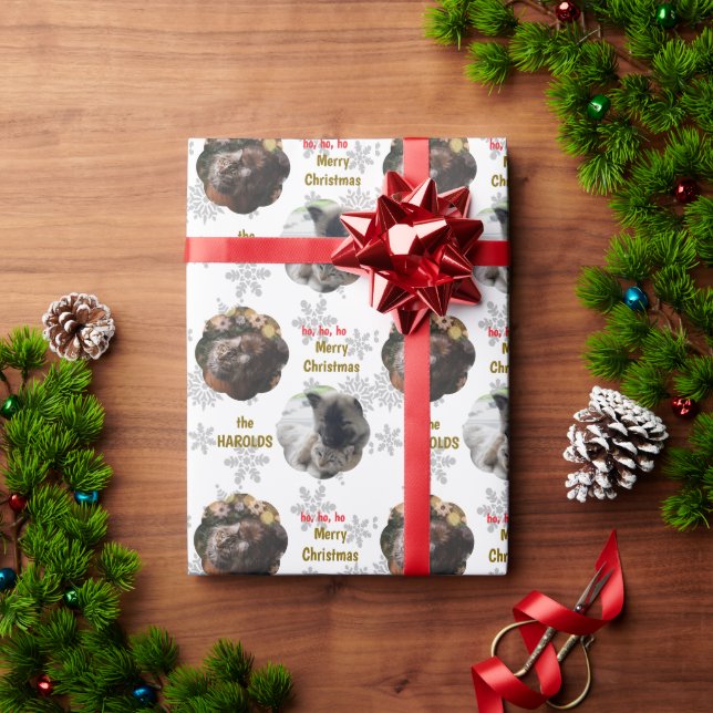 Papier Cadeau Personnalisé 2 Animaux de compagnie Photo Festif N (Cadeau de vacances)