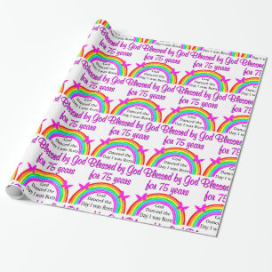 PAPIER CADEAU PERSONNALISÉ 75E ANNIVERSAIRE CONCEPTION RAINBOW