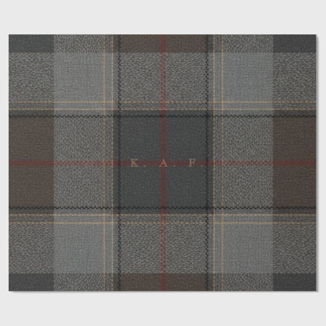 Papier Cadeau Personnalisé à Tartan – Monogramme P (Plat)