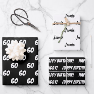 Papier cadeau personnalisé avec nom pour 60e anniv