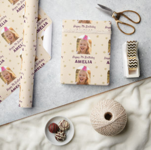 Papier cadeau personnalisé avec photo d'anniversai