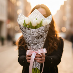 Papier Cadeau Personnalisé avec Photo de Mamie J