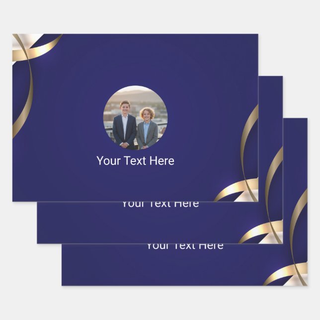 Papier cadeau personnalisé bleu royal élégant (Lot)