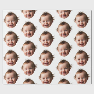 Papier Cadeau Personnalisé Cute Baby Face Photo Maman Papa anniv