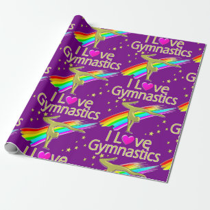 PAPIER CADEAU PERSONNALISÉ J'AIME GYMNASTICS DESIGN