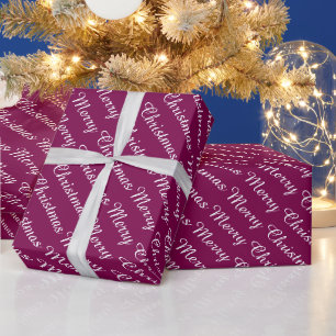 Papier Cadeau Personnalisé Moderne Joyeux Noël Couleur de Vin