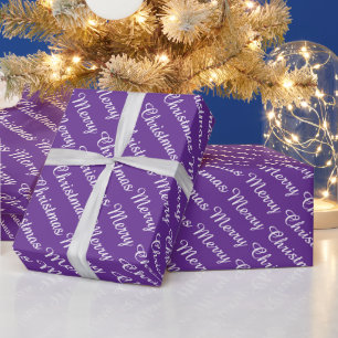 Papier Cadeau Personnalisé moderne Joyeux Noël violet