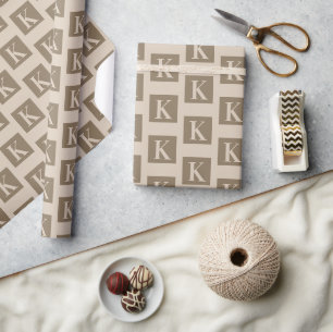 Papier Cadeau Personnalisé Monogramme Neutre