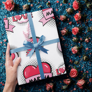 Papier Cadeau Personnalisé nom bande dessinée style de livre cad