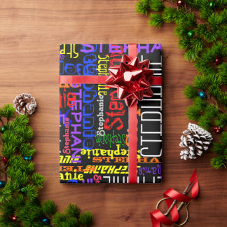 Papier Cadeau Personnalisé Nom personnalisé Collage Colorful Ann
