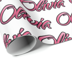 Papier cadeau personnalisé Olivia faded pink