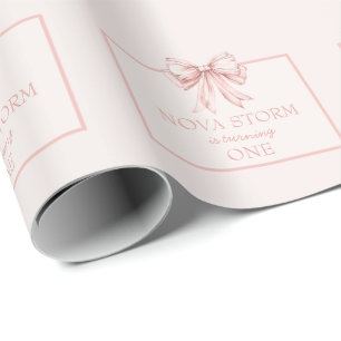Papier Cadeau Personnalisé Pastel Blush Pink Coquette Jalon