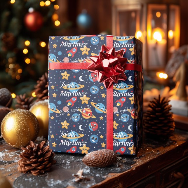 Papier cadeau personnalisé pour aventure spatiale  (Créateur téléchargé)