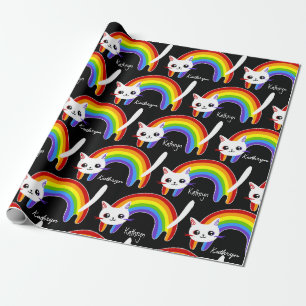Papier Cadeau Personnalisé Rainbow Kitty Cat