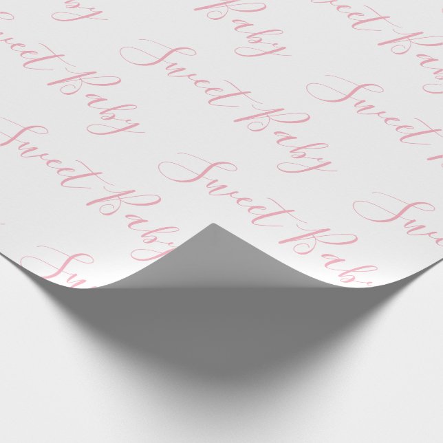 Papier Cadeau Personnalisé Rose Girly Elegant Sweet Baby Script (Coin)