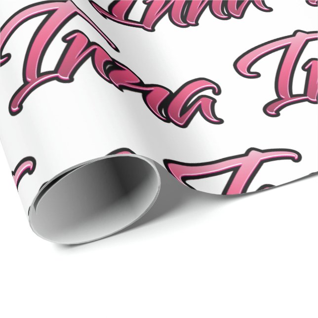 Papier cadeau personnalisé rose pâle Inna (Coin rond)