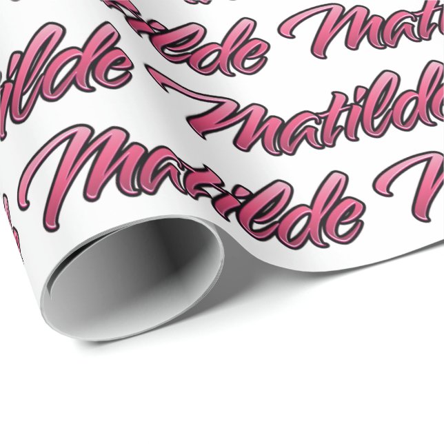 Papier cadeau personnalisé rose pâle Matilde (Coin rond)
