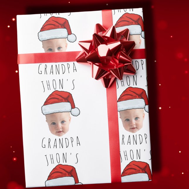 Papier Cadeau Personnalisé Visage bébé Père Noël Chapeau Photo d (Créateur téléchargé)