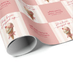 Papier Cadeau Personnalisée Elle a été récupérée Fête des mariée<br><div class="desc">Enveloppez vos cadeaux de douche nuptiale dans un style sucré avec notre papier d'emballage personnalisé "She's Been Scooped Up" ! Ce joli emballage cadeau à thème crème glacée présente de charmantes rayures de salon rose et blanc et un adorable cône de crème glacée, magnifiquement complété par l'écriture ludique "She's Been...</div>