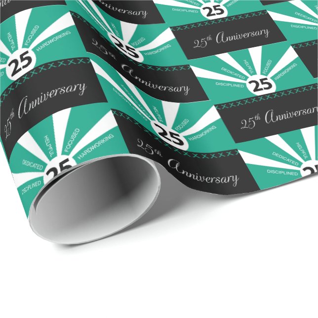 Papier Cadeau Personnaliser, 25e anniversaire de l'employé (Coin rond)