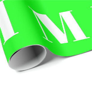 Papier Cadeau Personnaliser avec lettre initiale, cadeau vert n