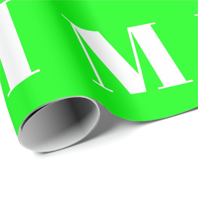 Papier Cadeau Personnaliser avec lettre initiale, cadeau vert né (Coin rond)