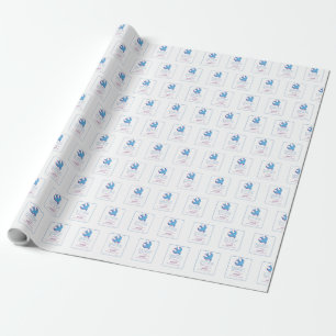 Papier Cadeau Personnaliser, Colombe de baptême adulte sur fond