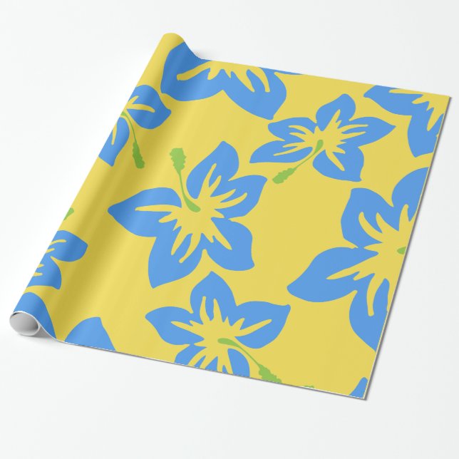 Papier Cadeau Personnaliser Cool Hawaii Flowers (Déroulé)