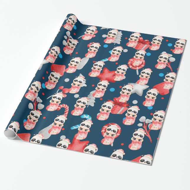 Papier Cadeau Personnaliser des fêtes de Panda (Déroulé)