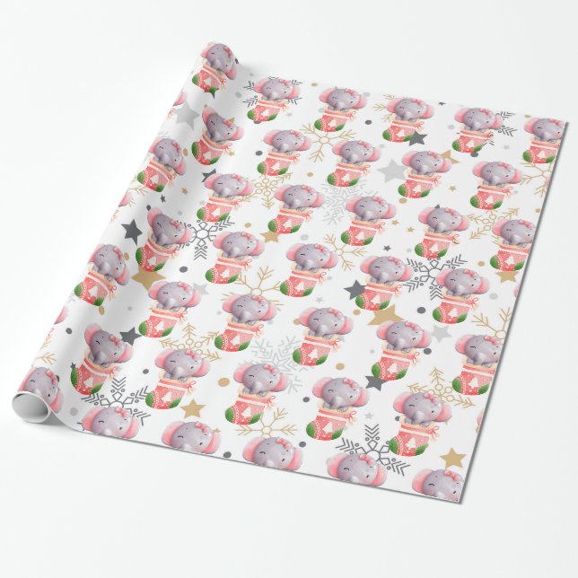 Papier Cadeau Personnaliser des fêtes des éléphants (Déroulé)