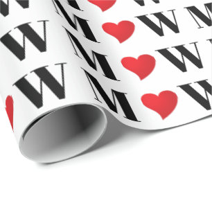 Papier Cadeau Personnaliser Deux initiales A Loves B coeur rouge