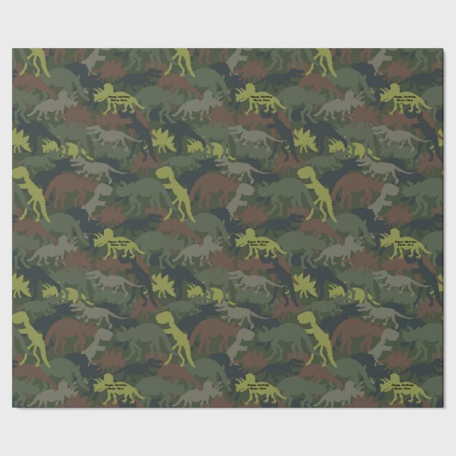 Papier Cadeau Personnaliser Dinosaur Silhouette Camouflée Annive (Couture)