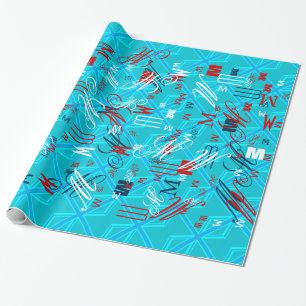 Papier Cadeau Personnaliser Drapeau Union Jack Turquoise