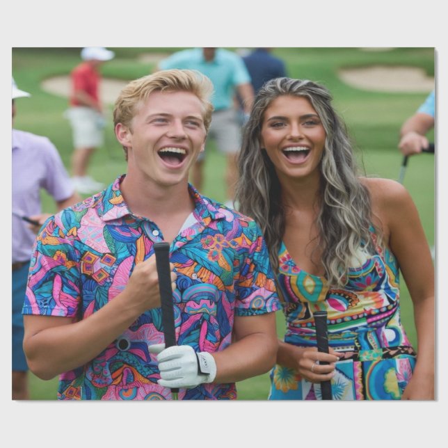 Papier Cadeau Personnaliser et personnaliser une photo de golf (Plat)