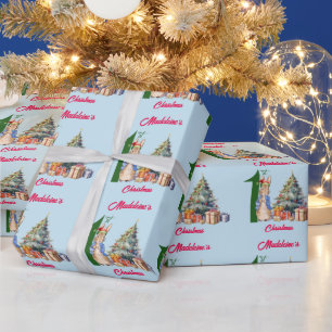 Papier Cadeau Personnaliser le nom Lapin Classique Premier Noël