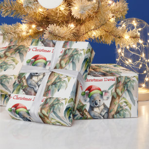 Papier Cadeau Personnaliser le nom Noël Koala dans la gomme
