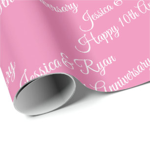 Papier Cadeau Personnaliser les noms, Joyeux Anniversaire, Rose