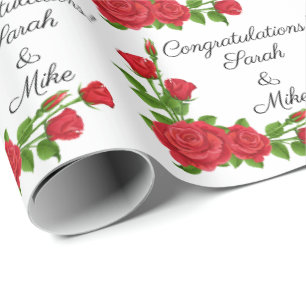 Papier Cadeau Personnaliser les roses rouges Mariages Personnali