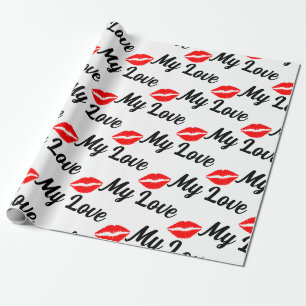 Papier Cadeau personnaliser mon amour et les baisers