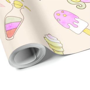 Papier Cadeau Personnaliser Nom Âge Pêche Licorne Fête d'anniver